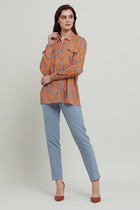 ORANGE TROPIC PRINT UTILITY SHIRT PRINT 5
