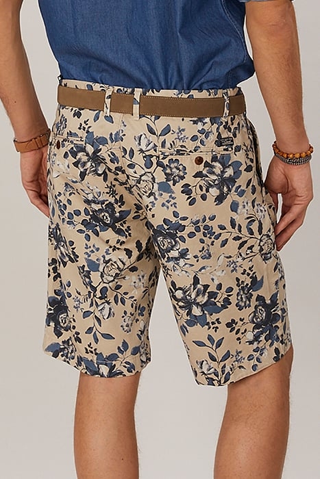 BLUE FLOWER PRINT PLEAT SHORT 2