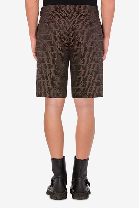 ALLOVER LOGO JACQUARD NYLON SHORTS DARK BROWN 2