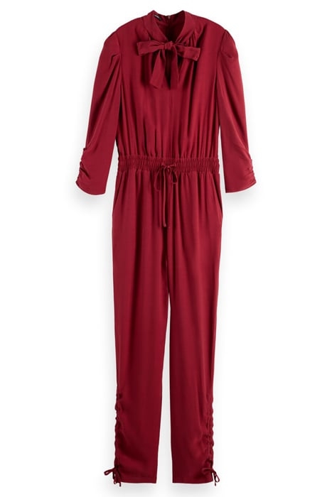 JUMPSUIT WITH GATHERED DETAILS DEEP RASPBERRY 1
