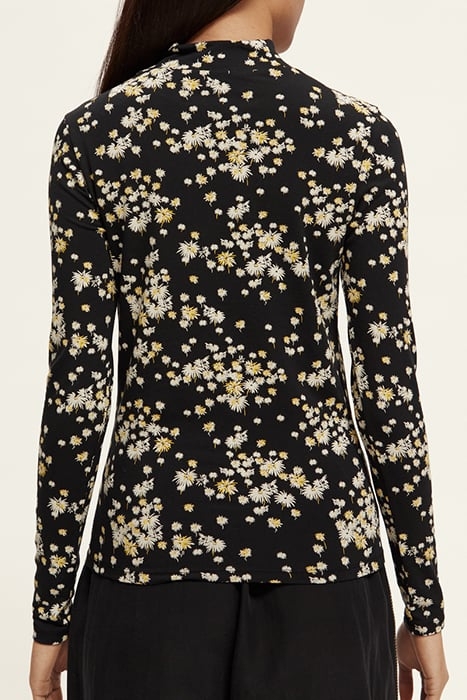 MOCK NECK ALLOVER PRINTED SLIM-FIT TOP DANDELION BLACK 3