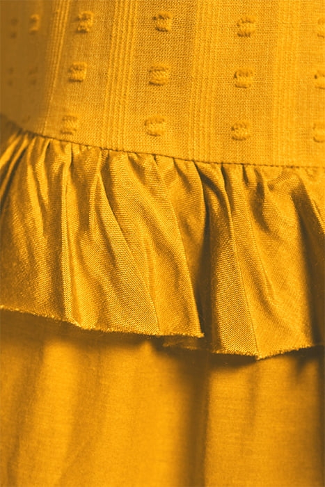 MAXI DRESS WITH RUFFLES IN COTTON SILK QUALITY MIX MUSTARD 6