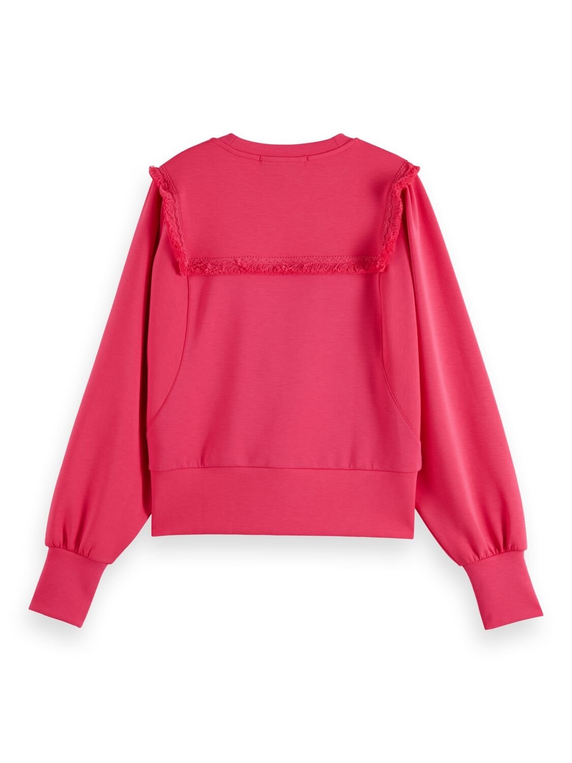 FRINGE TAPE OVERSIZED RAGLAN SLEEVED SWEATER COSMIC PINK 2