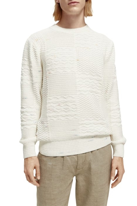 SPACE-DYE YARN STRUCTURED COTTON-BLEND PULLOVER COMBO A 2