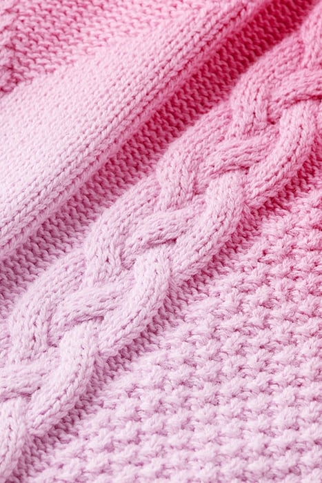 GRADIENT COTTON CABLE KNIT PULLOVER CERISE 3