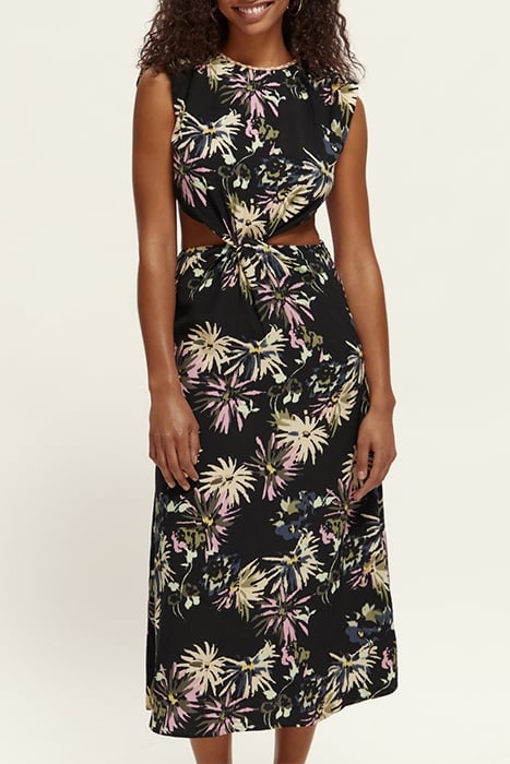 DRAPED STRUCTURED SHOULDER MIDI DRESS ASTER BLACK 2