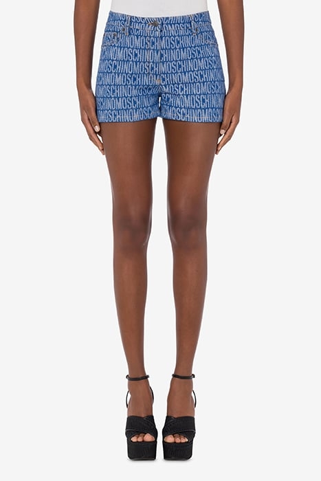SHORTS IN DENIM ALLOVER LOGO BLUE 1