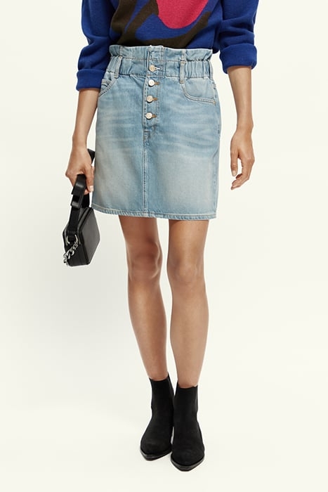 THE BREAK PAPER BAG SKIRT — LAVA BLUE 2