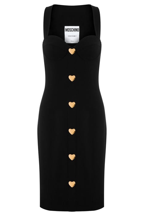 HEART BUTTONS ENVER SATIN DRESS BLACK 3