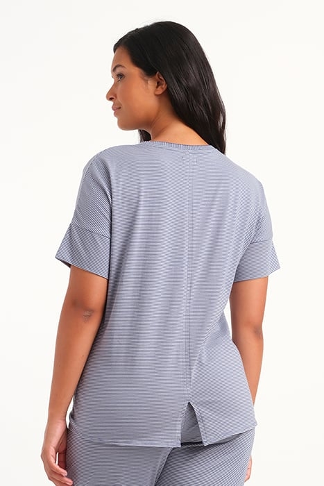 NW TOP TSHIRT LS CLAIRE YARN DYE STRIPE BLUE STRIPED 2