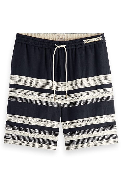 STRUCTURED STRIPED LINEN-BLEND BERMUDA SHORT COMBO A 1