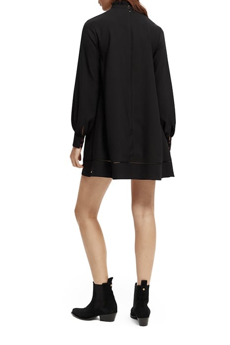 RUFFLED COLLAR MINI DRESS BLACK 3