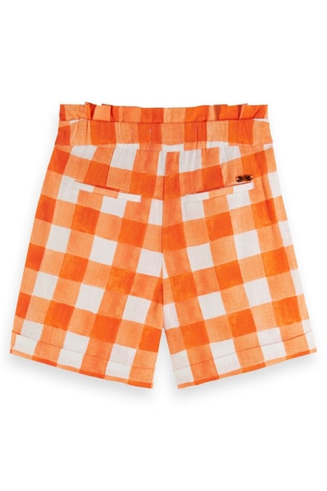 CHECKED LINEN BLEND SHORTS PAPAYA BISTRO CHECK 2