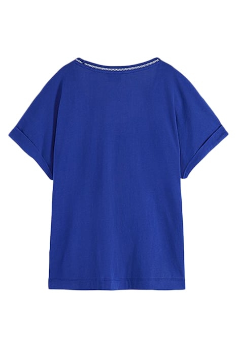 SCOOP-NECK LADDER TAPE T-SHIRT BRIGHT BLUE 2