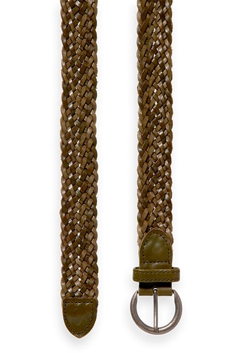 BRAIDED LEATHER BELT KHAKI 2