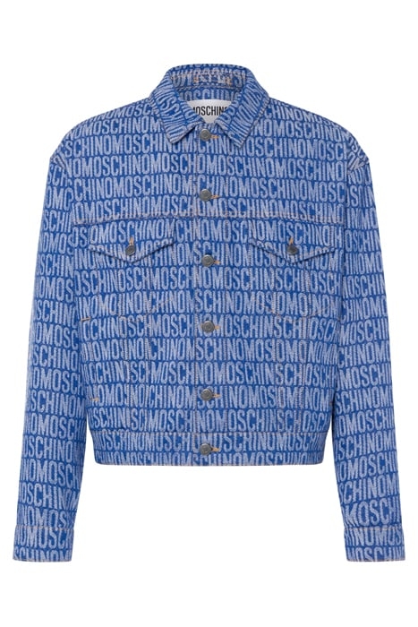 ALLOVER LOGO JACQUARD DENIM JACKET BLUE 3