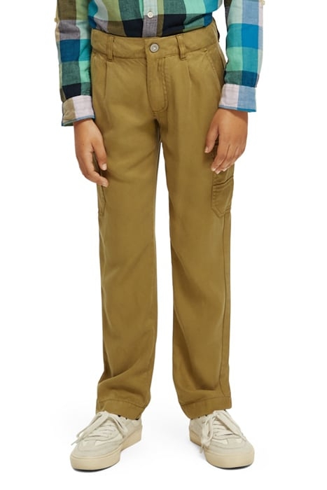 RELAXED SLIM FIT - GARMENT-DYED TENCEL CARGO PANTS KHAKI 3