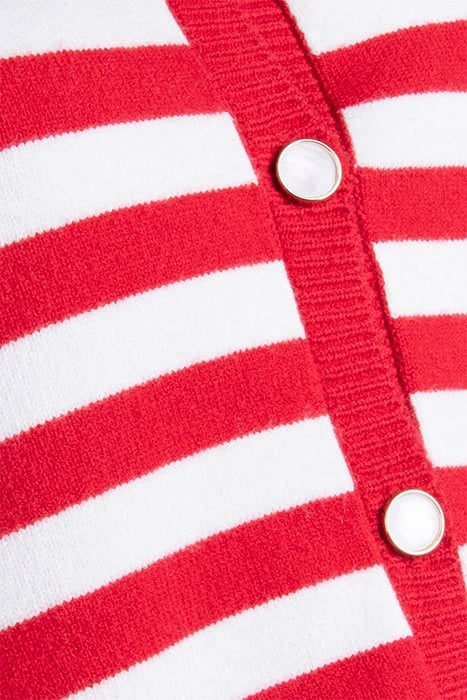 BOXY STRIPE CARDIGAN POPPY/IVORY 2