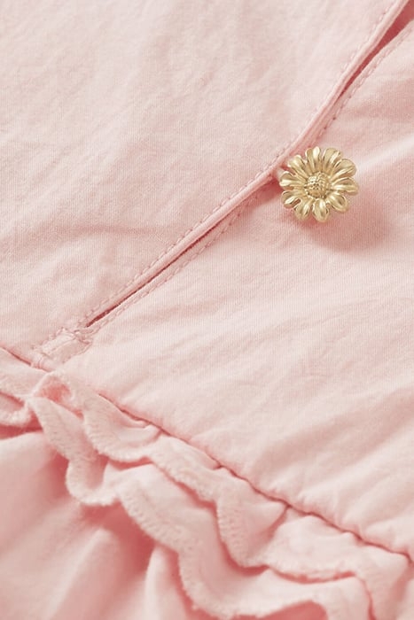 RUFFLE DETAIL LONG-SLEEVED CRISPY COTTON TOP BLUSH 3