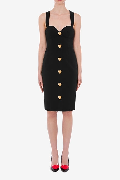 HEART BUTTONS ENVER SATIN DRESS BLACK 1