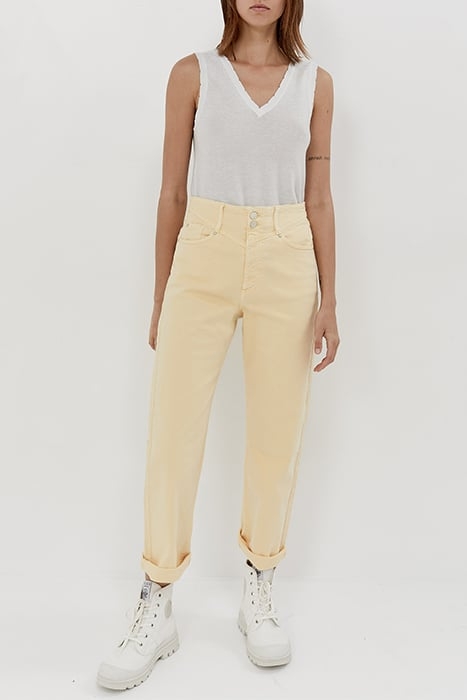 YELLOW ORGANIC COTTON MID WAIST CROPPED SLOUCHY JEANS 1