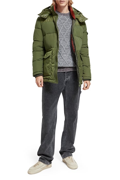 MID LENGTH FABRIC MIX PUFFA JACKET ARMY 2