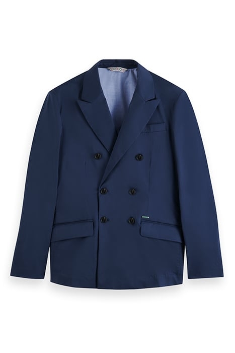 DOUBLE-BREASTED STRETCH POPLIN BLAZER STEEL 4