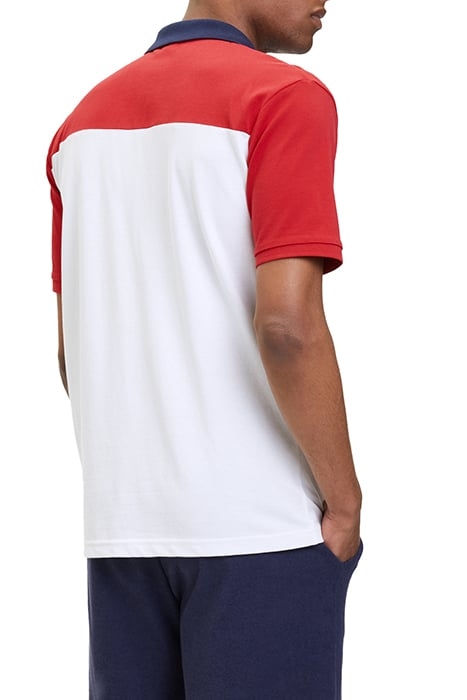 LIANSHAN BLOCKED POLO SHIRT BRIGHT WHITE-TRUE RED 2
