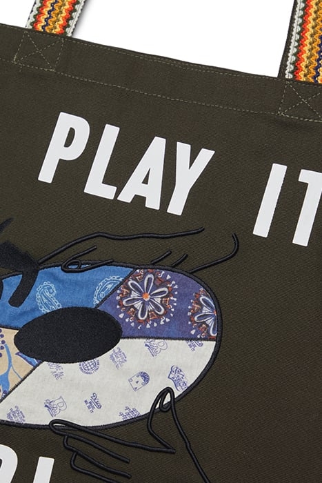 CANVAS TOTE WITH PATCHED-ON ARTWORK FIELD GREEN 4