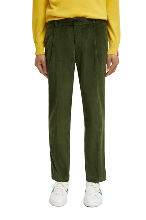 BLAKE - PLEATED CORDUROY CHINO FIELD GREEN 1