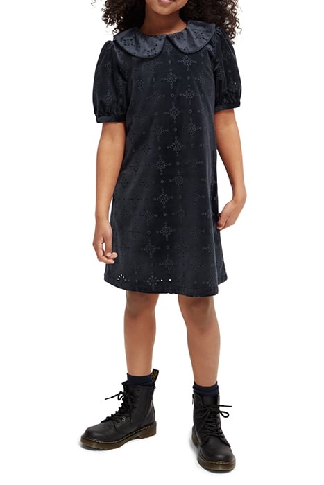 VELVET BROIDERIE ANGLAISE DRESS MIDNIGHT 2