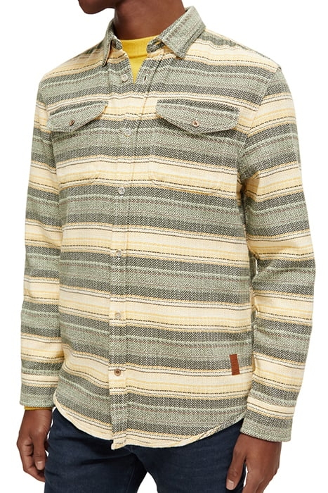 WAFFLE CHECK STRIPE SHIRT MULTI GREEN STRIPE 6