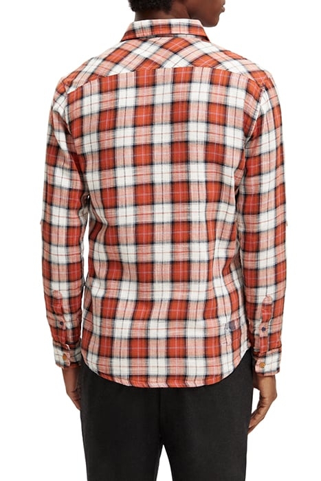 FLANNEL CHECK SHIRT WITH SLEEVE ROLL UP BLUE RED CHECK 2