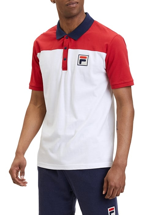 LIANSHAN BLOCKED POLO SHIRT BRIGHT WHITE-TRUE RED 1