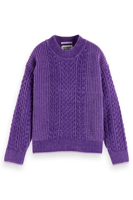 CHENILLE CABLE KNIT PULLOVER PARTY PURPLE 4