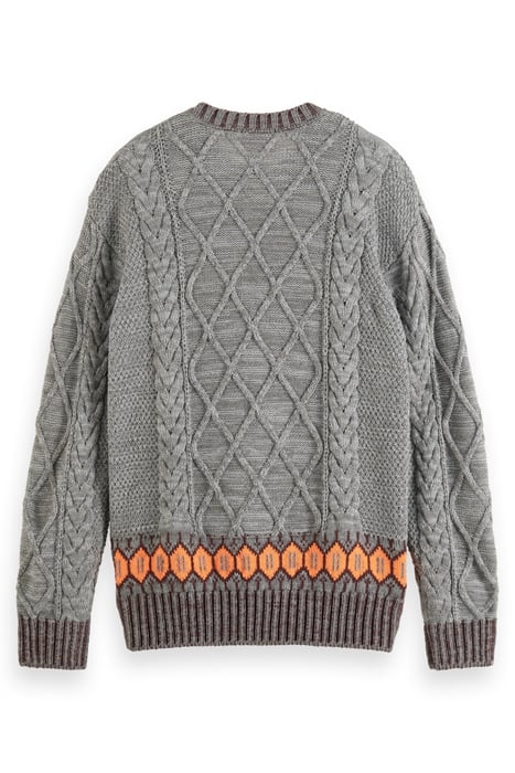 DROPPED SHOULDER FIT WOOL BLEND STRUCTURE SWEATER GREY MELAN 5