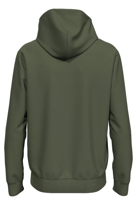 REGULAR FIT ESSENTIAL BADGE HOODIE IN ORGANIC COTTON ARMY 2