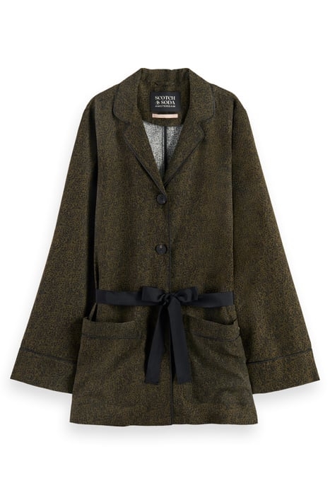 PRINTED LOOSE FIT PYJAMA BLAZER LEOPARD SPOT GREEN 4