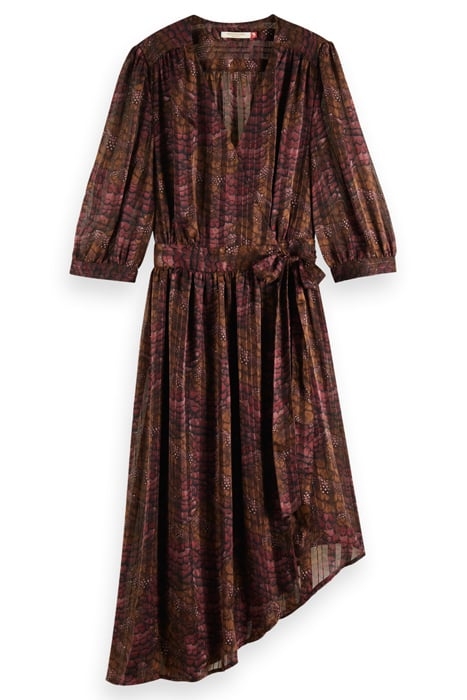 ASYMMETRIC WRAP DRESS FEATHER BORDEAUX 4