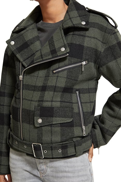 GREEN CHECK BIKER JACKET MILITARY GREEN CHECK 8