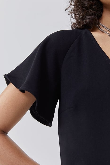 WOMEN'S BLACK BUTTON-FRONT V-NECK DRESS 7