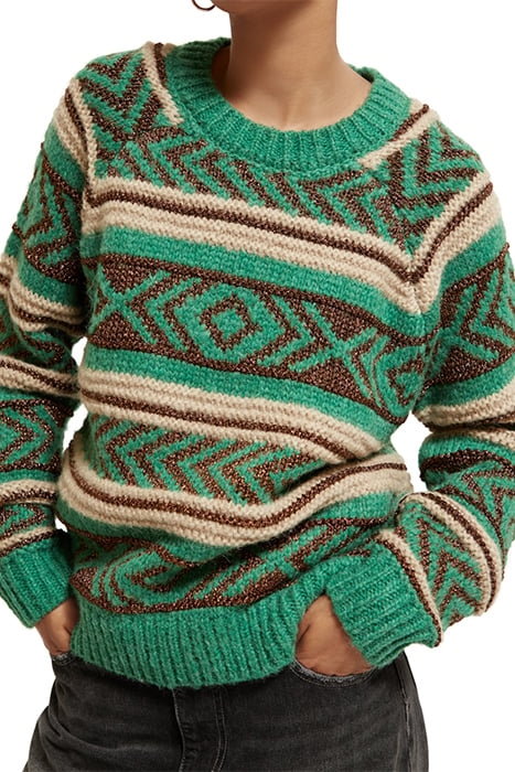 METALLIC FAIR ISLE PULLOVER FROZEN MINT 6