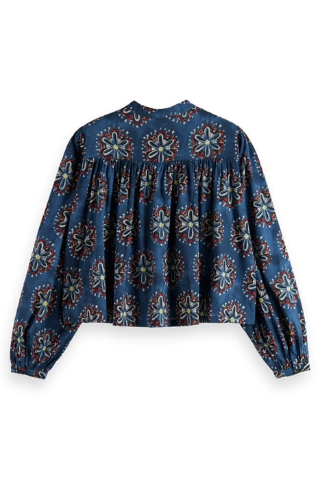 SHIRT WITH PINTUCK YOKE AND GATHERING B SIDES BLOCK PRINT MA 5