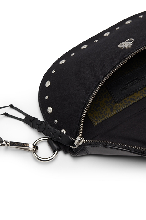 CANVAS+LEATHER BUMBAG WITH STUDS EVENING BLACK 5