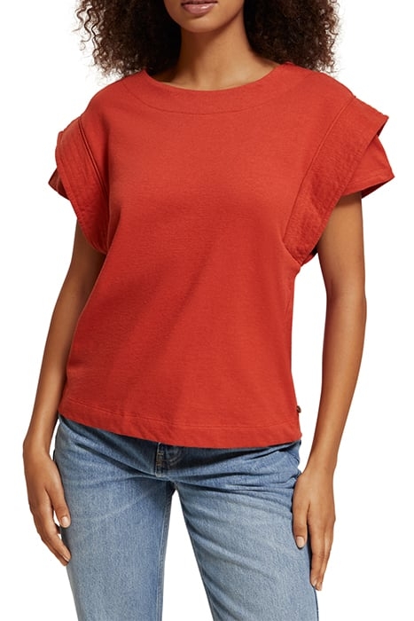 ARMHOLE DETAIL LOOSE FIT T-SHIRT KETCHUP 1