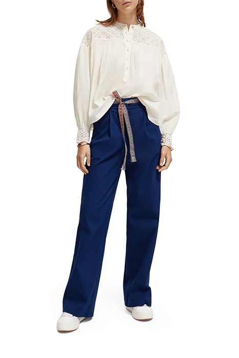 ROSE - PLEATED HIGH RISE WIDE LEG WORKWEAR PANTS MARINE 3