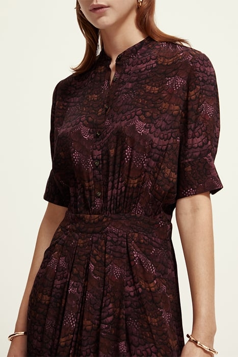 MIDI DRESS WITH HIGH LOW HEM FEATHER BORDEAUX 7