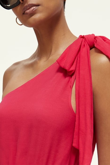 ONE SHOULDER DRESS WITH BOW DETAIL POP PINK 8