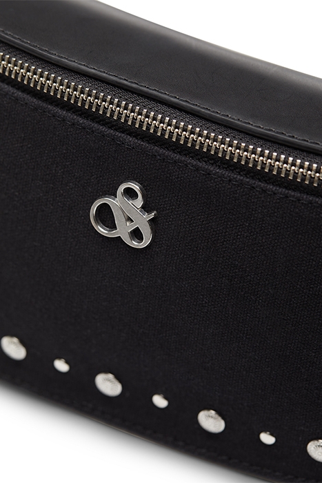 CANVAS+LEATHER BUMBAG WITH STUDS EVENING BLACK 7