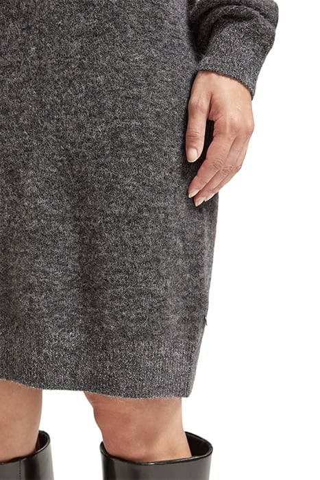 RELAXED V NECK KNITTED DRESS CHARCOAL MELANGE 8